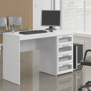 Imagem do Mesa Politorno Malta 4 Gavetas com Vidro Branco 0 Politorno Mesa Politorno Malta 4 Gavetas com Vidro Branco 0 Politorno