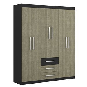 Imagem do Guarda-Roupa Casal 6 Portas América Preto/Teka 0 Rodial Guarda-Roupa Casal 6 Portas América Preto/Teka 0 Rodial