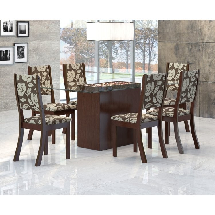 Conjunto Sala de Jantar Mesa Lina 6 Cadeiras Kiara Viero ChocoCoffe Sala De Jantar Viero Moveis ~ Conjunto Sala de Jantar Mesa Lina 6 Cadeiras Kiara Viero ChocoCoffe