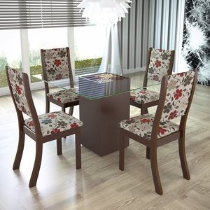 Imagem do Conjunto para Sala de Jantar Mesa e 4 Cadeiras Viero Via (com tampo) Choco/Passion 0 Viero Conjunto para Sala de Jantar Mesa e 4 Cadeiras Viero Via (com tampo) Choco/Passion 0 Viero