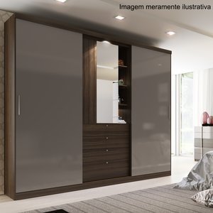 Imagem do Guarda-Roupa Casal 3 Portas com Espelho Zeus Carraro Ébano/Atacama 0 Carraro Guarda-Roupa Casal 3 Portas com Espelho Zeus Carraro Ébano/Atacama 0 Carraro