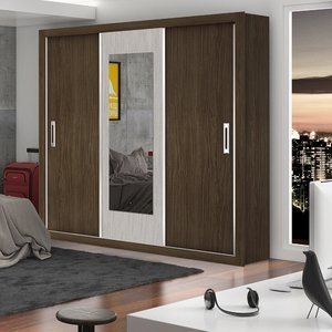 Imagem do Guarda-Roupa Casal com Espelho Flex Bahia 3 Portas Carioca Móveis Malbec 0 Carioca Móveis Guarda-Roupa Casal com Espelho Flex Bahia 3 Portas Carioca Móveis Malbec 0 Carioca Móveis