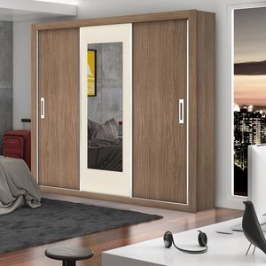 Imagem do Guarda-Roupa Casal com Espelho Flex Bahia 3 Portas Carioca Móveis Avelã/Nude 0 Carioca Móveis Guarda-Roupa Casal com Espelho Flex Bahia 3 Portas Carioca Móveis Avelã/Nude 0 Carioca Móveis
