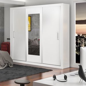 Imagem do Guarda-Roupa Casal com Espelho Flex Bahia 3 Portas Carioca Móveis Branco/Branco 0 Carioca Móveis Guarda-Roupa Casal com Espelho Flex Bahia 3 Portas Carioca Móveis Branco/Branco 0 Carioca Móveis