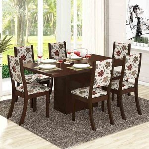 Imagem do Conjunto para Sala de Jantar Mesa e 6 Cadeiras Viero Dulce Choco/Passion 0 Viero Conjunto para Sala de Jantar Mesa e 6 Cadeiras Viero Dulce Choco/Passion 0 Viero