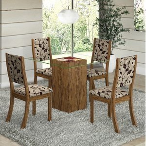 Imagem do Conjunto para Sala de Jantar Mesa e 4 Cadeiras Viero Via (com tampo) Avelã/Medina 0 Viero Conjunto para Sala de Jantar Mesa e 4 Cadeiras Viero Via (com tampo) Avelã/Medina 0 Viero