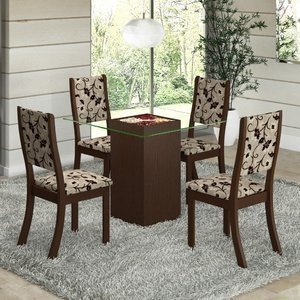 Imagem do Conjunto para Sala de Jantar Mesa e 4 Cadeiras Viero Via (com tampo) Choco/Medina 0 Viero Conjunto para Sala de Jantar Mesa e 4 Cadeiras Viero Via (com tampo) Choco/Medina 0 Viero