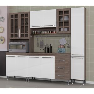 Imagem do Cozinha Completa 4 Peças Mery Indekes Nogal/Branco/Nogal 0 Indekes Cozinha Completa 4 Peças Mery Indekes Nogal/Branco/Nogal 0 Indekes