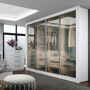 Imagem do Guarda-Roupa Casal 4 Portas de Vidro Reflecta Madesa Branco 0 Madesa Guarda-Roupa Casal 4 Portas de Vidro Reflecta Madesa Branco 0 Madesa